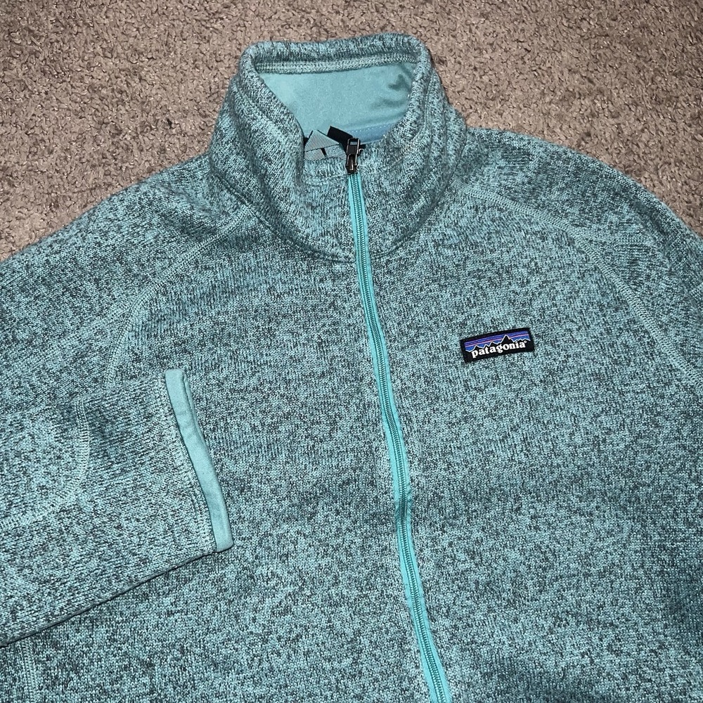 Patagonia Better Sweater Full Zip Women Large Teal Blue Excellent Heathered